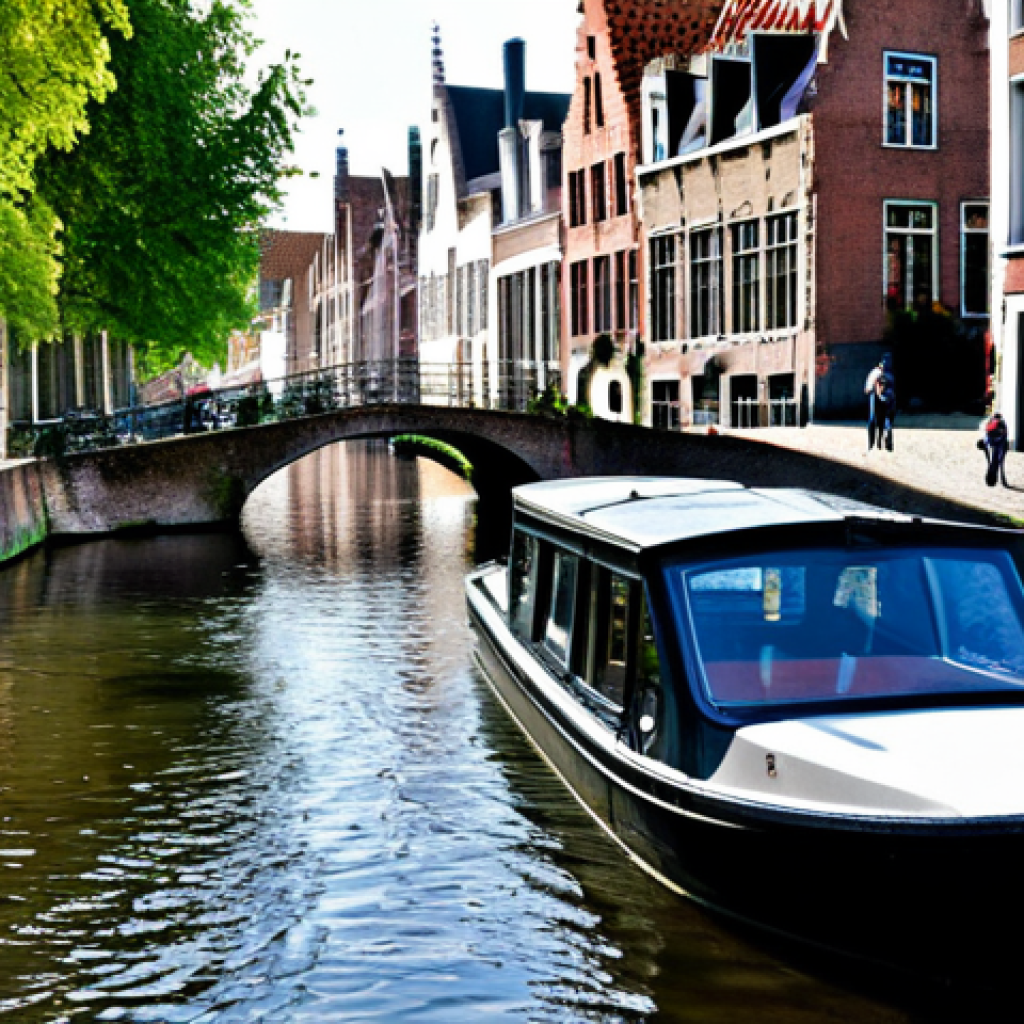 Bruges Canal Scene**

"A charming view of a Bruges canal, with red-brick buildings lining the waterway, a small boat gently floating by, cobblestone streets visible in the background, fully clothed people strolling along the canal path, appropriate attire, safe for work, perfect anatomy, correct proportions, natural pose, professional photography, high quality, modest and family-friendly setting."

**