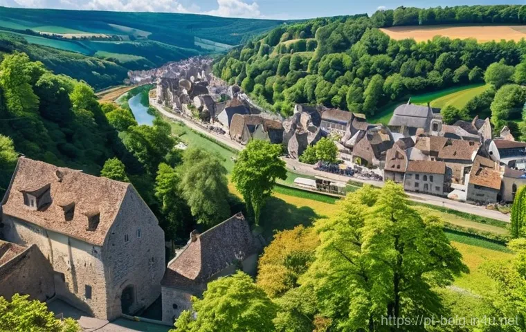 아르덴 산맥 - **Prompt 1: Verdant Ardennes River Adventure**
    "A stunning wide-angle shot of a person, dressed ...