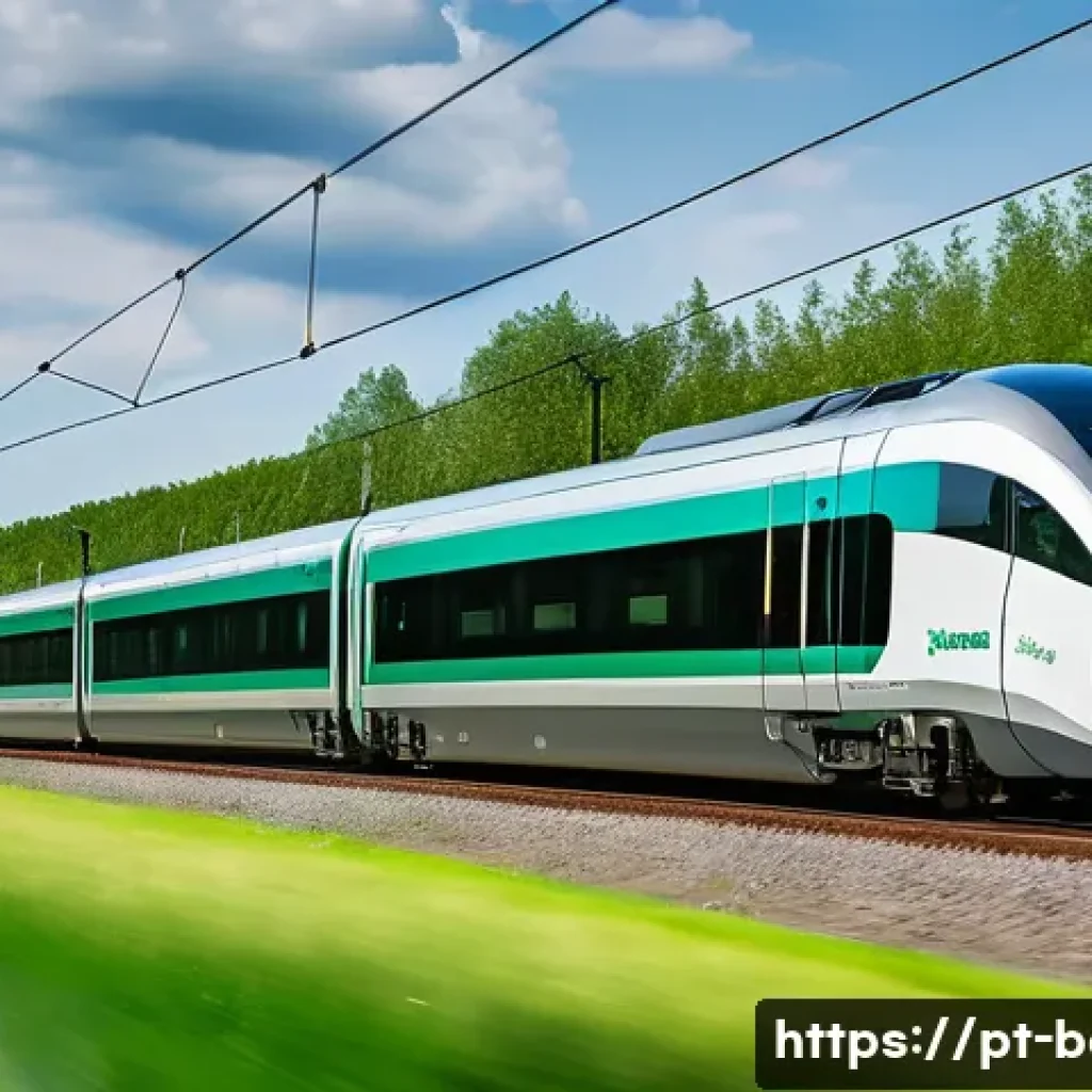 벨기에 교통 시스템 - A modern Belgian intercity train speeding through lush green countryside, with sleek aerodynamic des...