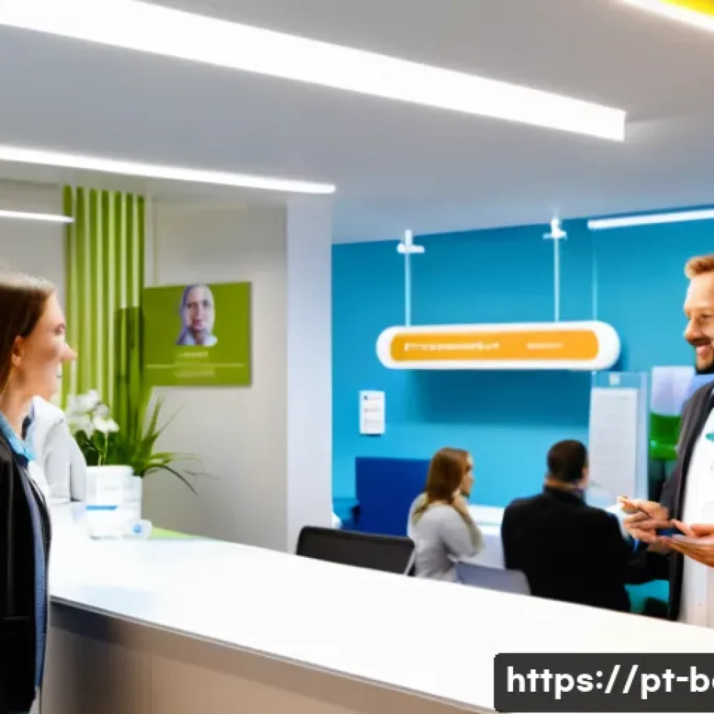 벨기에 공공 의료 - A modern Belgian healthcare clinic reception area bustling with diverse patients and medical staff, ...