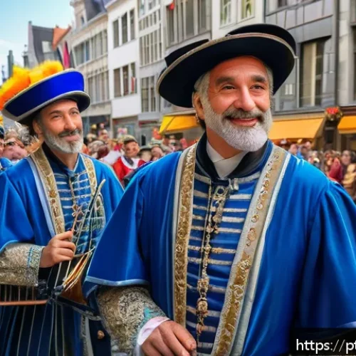 Home 17 오메강 축제 - A vibrant medieval street parade in the historic center of Brussels during the Omegang Festival, fea...